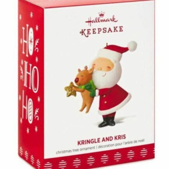 2017 Hallmark KRINGLE AND KRIS #4 Fourth in the Series SANTA & REINDEER Ornament - Picture 3 of 4